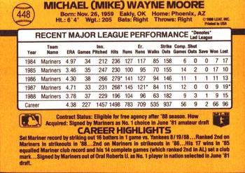 1989 Donruss #448 Mike Moore Back