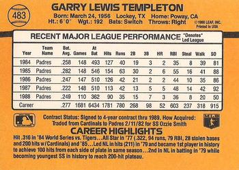 1989 Donruss #483 Garry Templeton Back