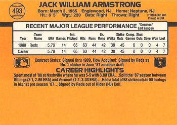 1989 Donruss #493 Jack Armstrong Back