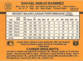 1989 Donruss #509 Rafael Ramirez Back