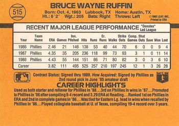 1989 Donruss #515 Bruce Ruffin Back
