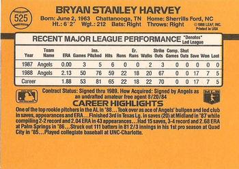 1989 Donruss #525 Bryan Harvey Back