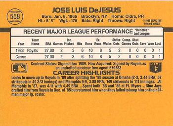 1989 Donruss #558 Jose DeJesus Back