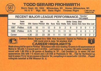 1989 Donruss #587 Todd Frohwirth Back