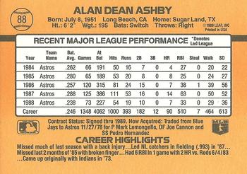 1989 Donruss #88 Alan Ashby Back