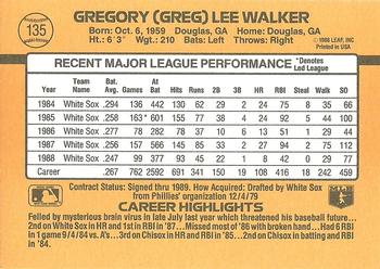 1989 Donruss #135 Greg Walker Back