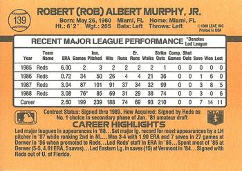 1989 Donruss #139 Rob Murphy Back