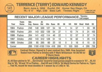 1989 Donruss #141 Terry Kennedy Back
