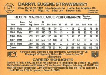 1989 Donruss #147 Darryl Strawberry Back