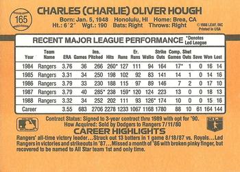 1989 Donruss #165 Charlie Hough Back