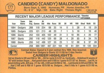 1989 Donruss #177 Candy Maldonado Back