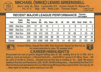 1989 Donruss #186 Mike Greenwell Back