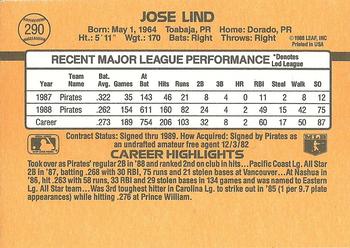1989 Donruss #290 Jose Lind Back