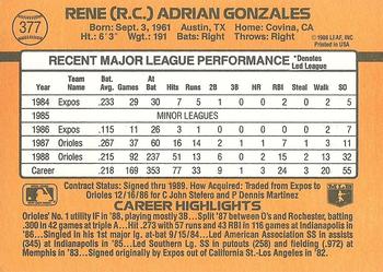 1989 Donruss #377 R.C. Gonzales Back