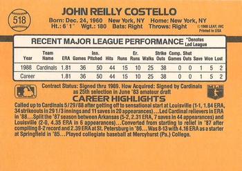 1989 Donruss #518 John Costello Back