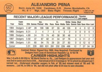 1989 Donruss #557 Alejandro Pena Back