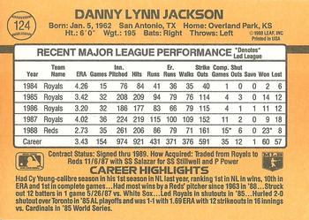 1989 Donruss #124 Danny Jackson Back