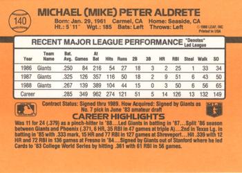 1989 Donruss #140 Mike Aldrete Back