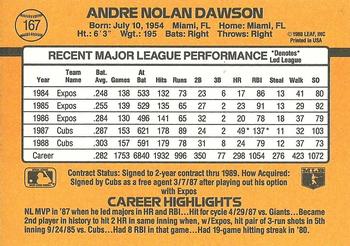1989 Donruss #167 Andre Dawson Back