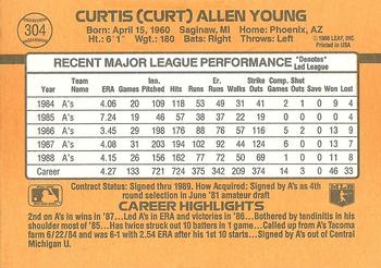 1989 Donruss #304 Curt Young Back