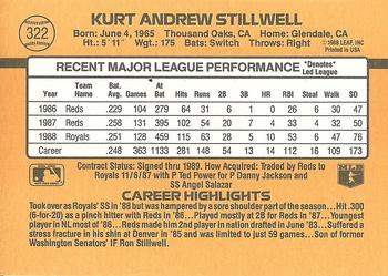 1989 Donruss #322 Kurt Stillwell Back