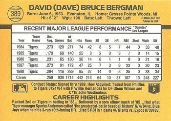 1989 Donruss #389 Dave Bergman Back