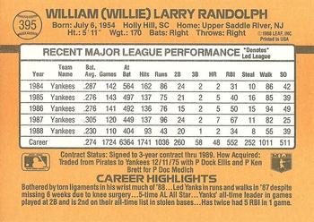1989 Donruss #395 Willie Randolph Back