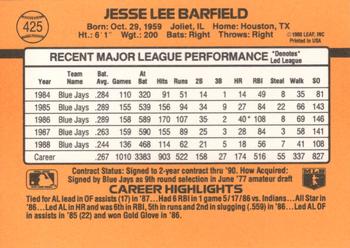 1989 Donruss #425 Jesse Barfield Back