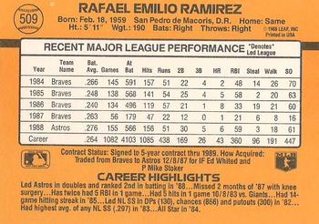 1989 Donruss #509 Rafael Ramirez Back