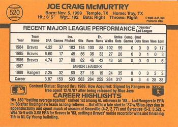 1989 Donruss #520 Craig McMurtry Back