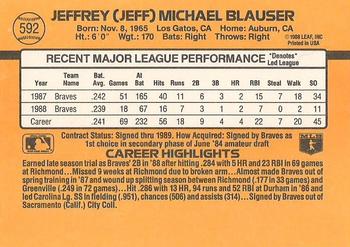 1989 Donruss #592 Jeff Blauser Back