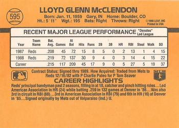 1989 Donruss #595 Lloyd McClendon Back
