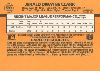 1989 Donruss #599 Jerald Clark Back