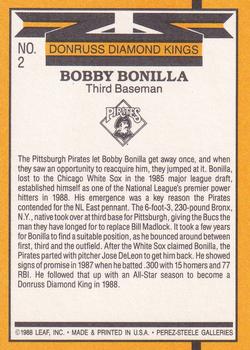 1989 Donruss #2 Bobby Bonilla Back