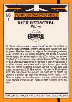 1989 Donruss #11 Rick Reuschel Back