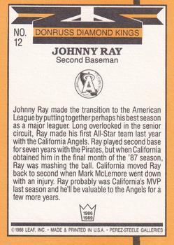 1989 Donruss #12 Johnny Ray Back