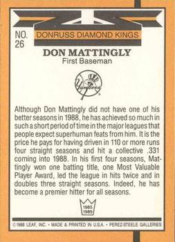 1989 Donruss #26 Don Mattingly Back