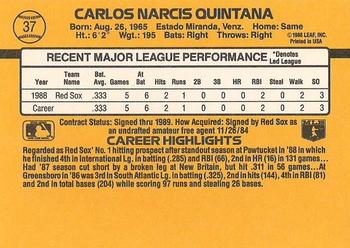 1989 Donruss #37 Carlos Quintana Back