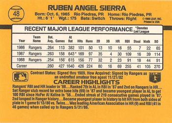 1989 Donruss #48 Ruben Sierra Back