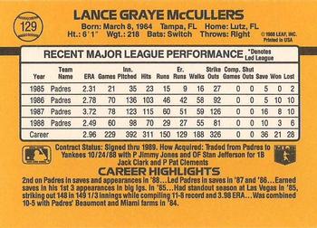 1989 Donruss #129 Lance McCullers Back