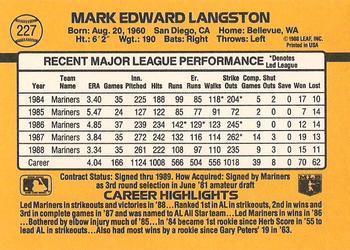1989 Donruss #227 Mark Langston Back