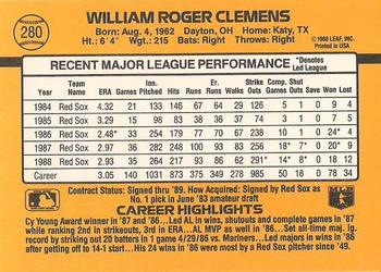 1989 Donruss #280 Roger Clemens Back