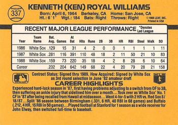 1989 Donruss #337 Ken Williams Back