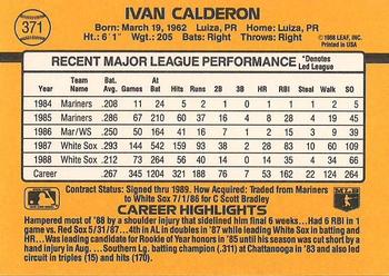 1989 Donruss #371 Ivan Calderon Back