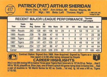 1989 Donruss #417 Pat Sheridan Back