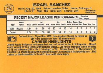 1989 Donruss #474 Israel Sanchez Back