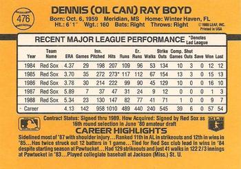 1989 Donruss #476 Oil Can Boyd Back
