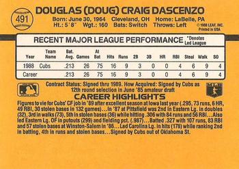 1989 Donruss #491 Doug Dascenzo Back