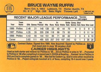 1989 Donruss #515 Bruce Ruffin Back