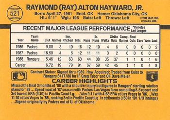 1989 Donruss #521 Ray Hayward Back